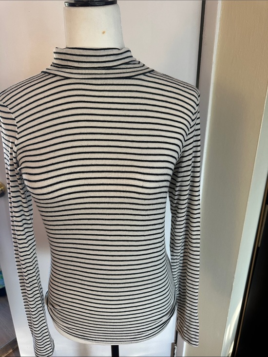 American Eagle Outfitters Tops - American Eagle Outfitters Black & White Striped Long Sleeve Mock Neck Top